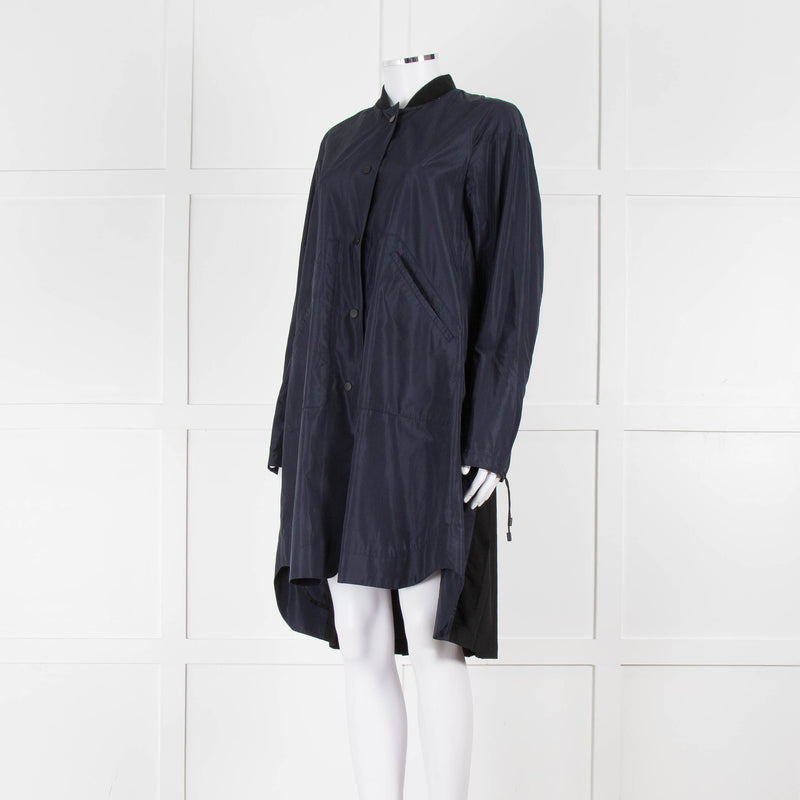 Tim Coppens Navy Blue Black Pleated Panel Wind Coat