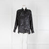 Poan Dark Grey Animal Print Silk Shirt