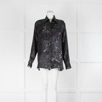 Poan Dark Grey Animal Print Silk Shirt
