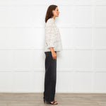 Wyse Cream Lace Trim Cotton Long Sleeve Top
