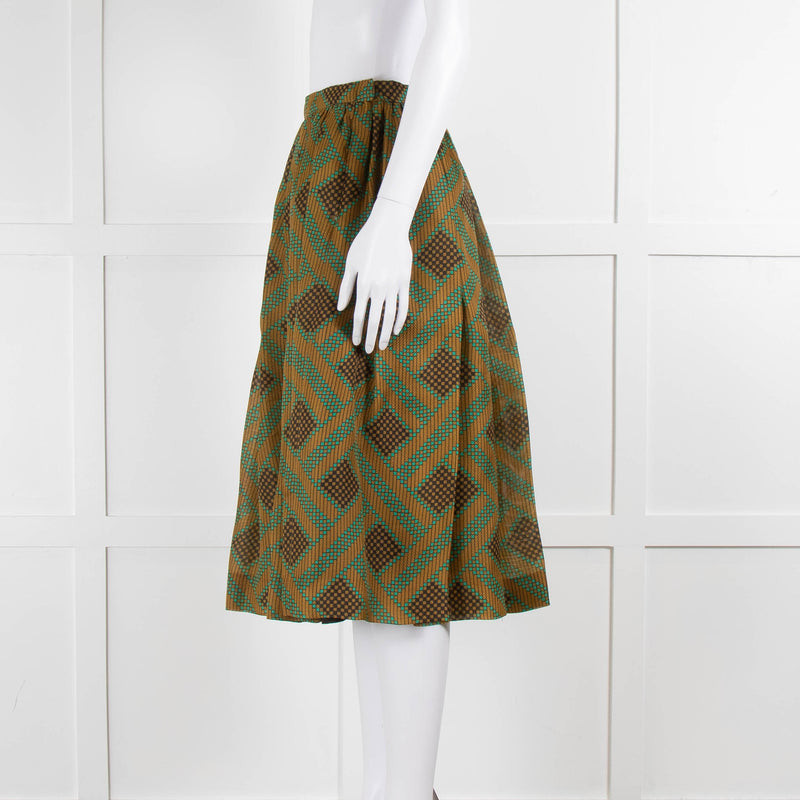 Jonathan Saunders Gold & Turquoise Circle Midi Skirt