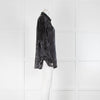 Poan Dark Grey Animal Print Silk Shirt