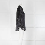 Poan Dark Grey Animal Print Silk Shirt