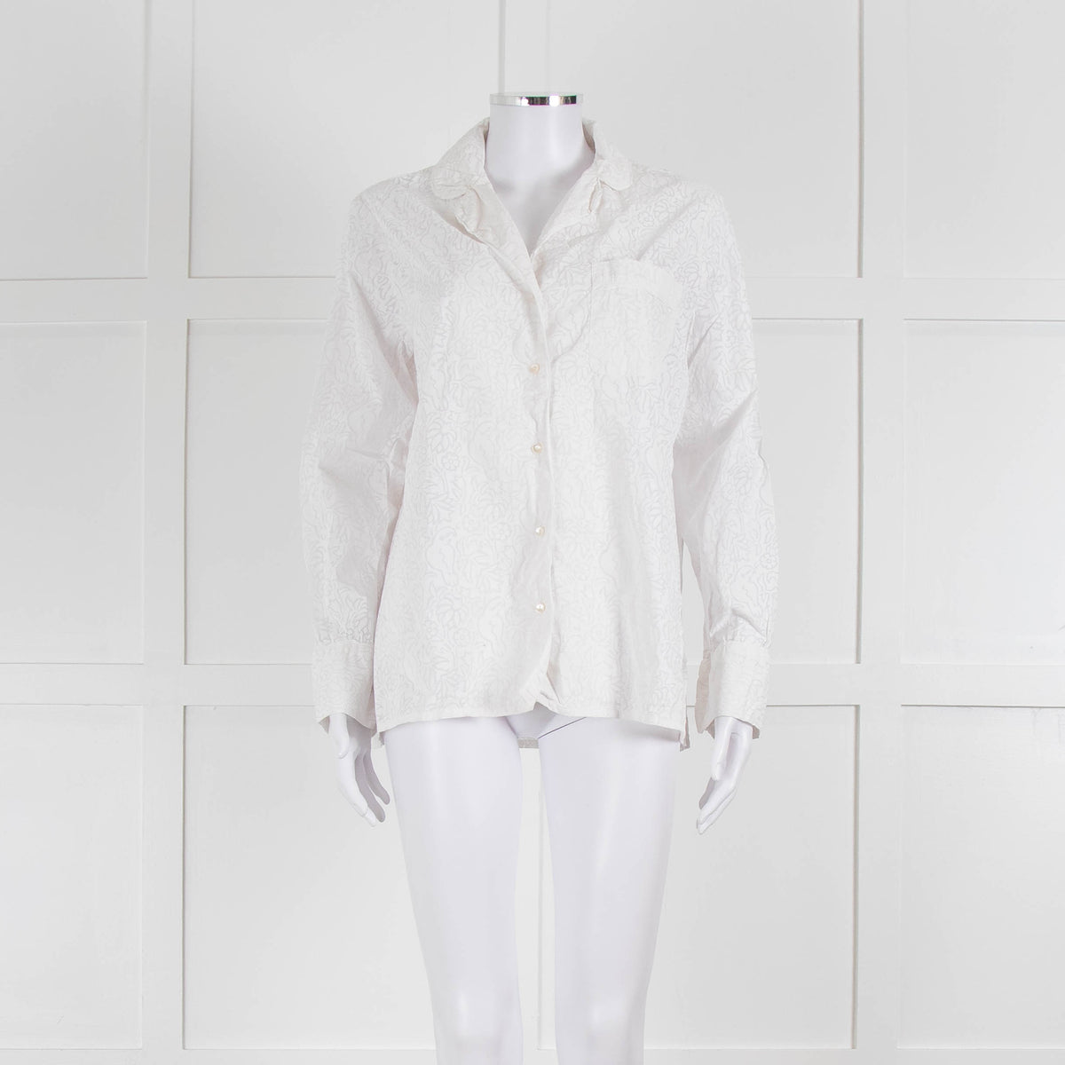 Thierry Colson White On White Print Pyjama Style Shirt