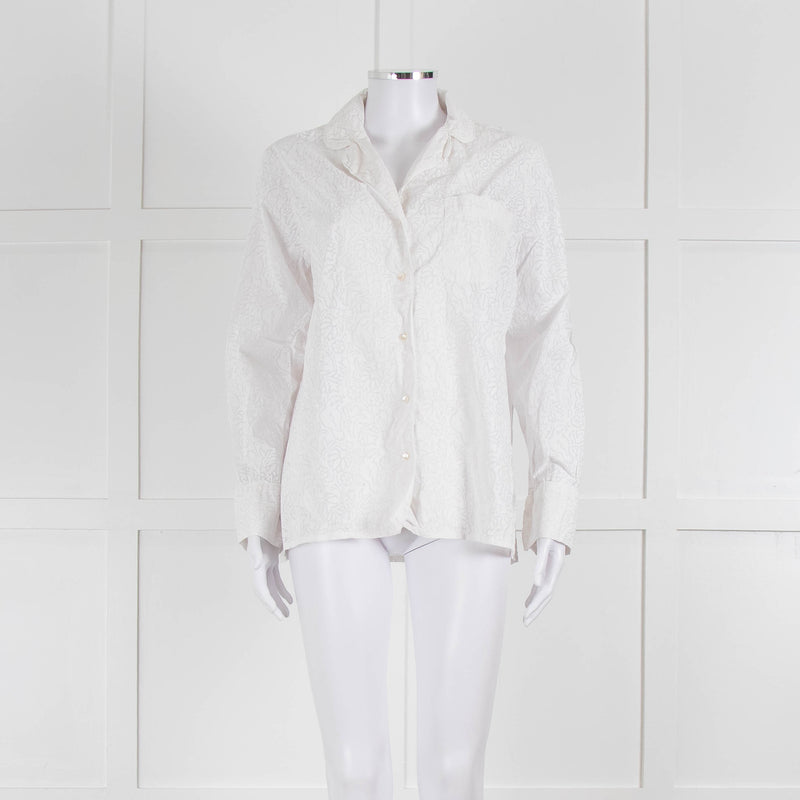 Thierry Colson White On White Print Pyjama Style Shirt