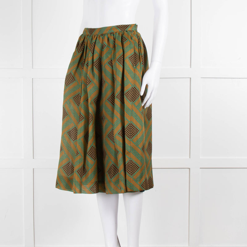 Jonathan Saunders Gold & Turquoise Circle Midi Skirt