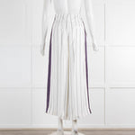Amanda Wakeley White Pinstripe Trousers With Purple Side Stripe
