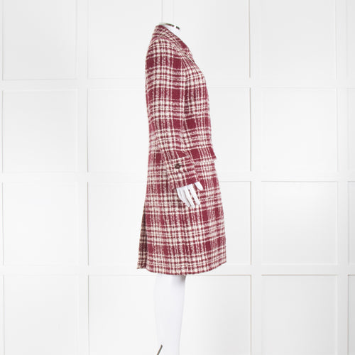 Really Wild Burgundy Cream Wool And Mohair Check Coat