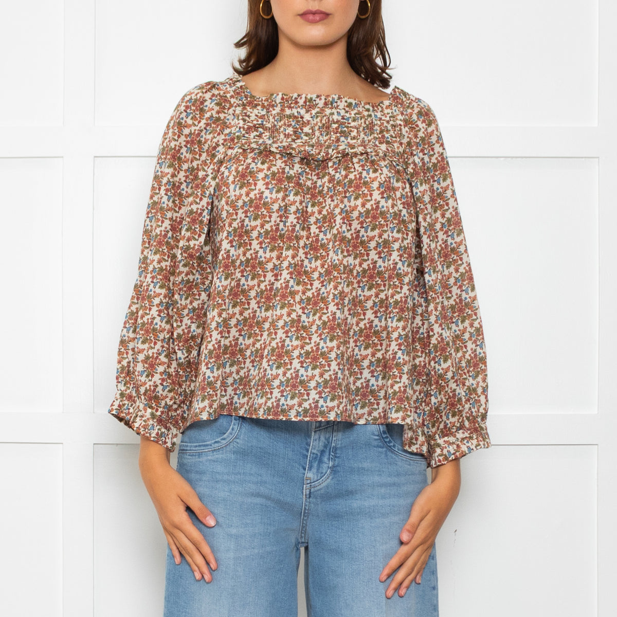 Doen Cream Floral Agotha Top