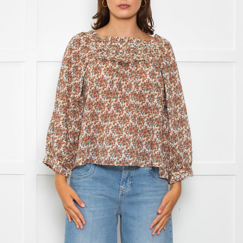 Doen Cream Floral Agotha Top