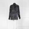 Poan Dark Grey Animal Print Silk Shirt