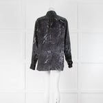 Poan Dark Grey Animal Print Silk Shirt