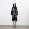 Jeff Navy Floral Long Button Up Dress