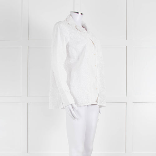 Thierry Colson White On White Print Pyjama Style Shirt