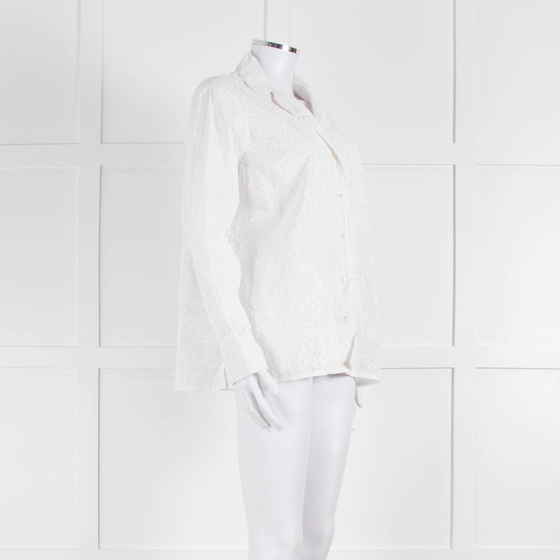 Thierry Colson White On White Print Pyjama Style Shirt