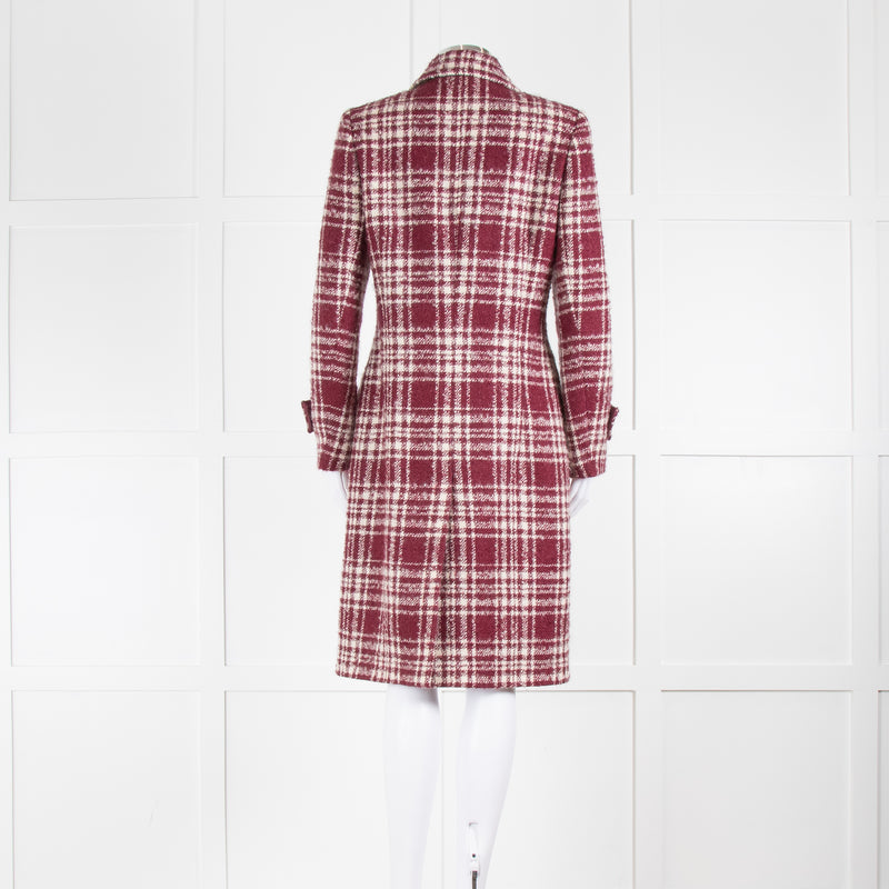 Really Wild Burgundy Cream Wool And Mohair Check Coat
