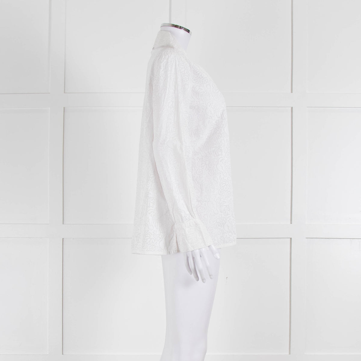 Thierry Colson White On White Print Pyjama Style Shirt