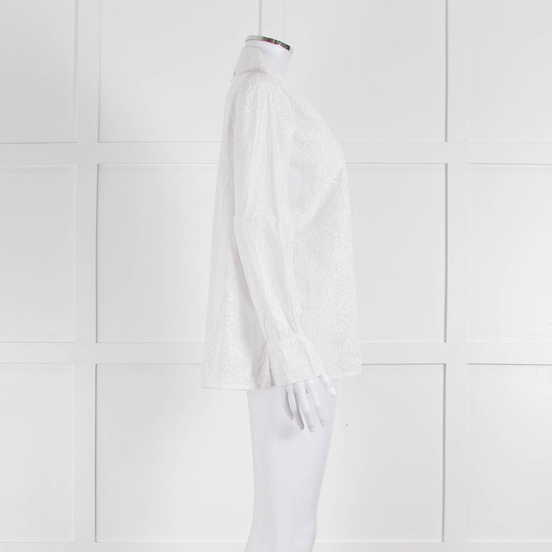 Thierry Colson White On White Print Pyjama Style Shirt