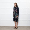 Jeff Navy Floral Long Button Up Dress