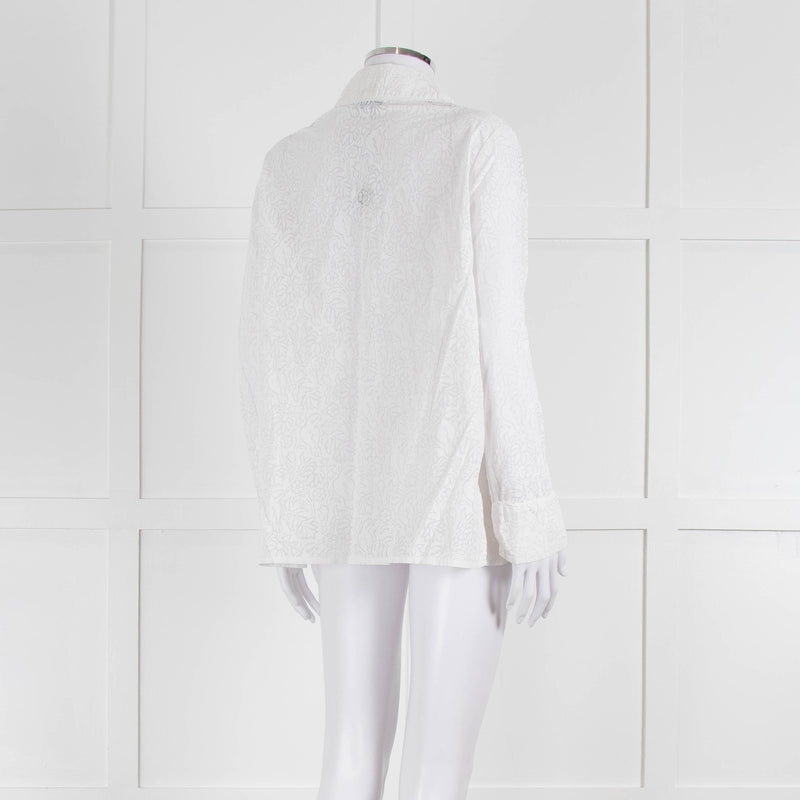 Thierry Colson White On White Print Pyjama Style Shirt