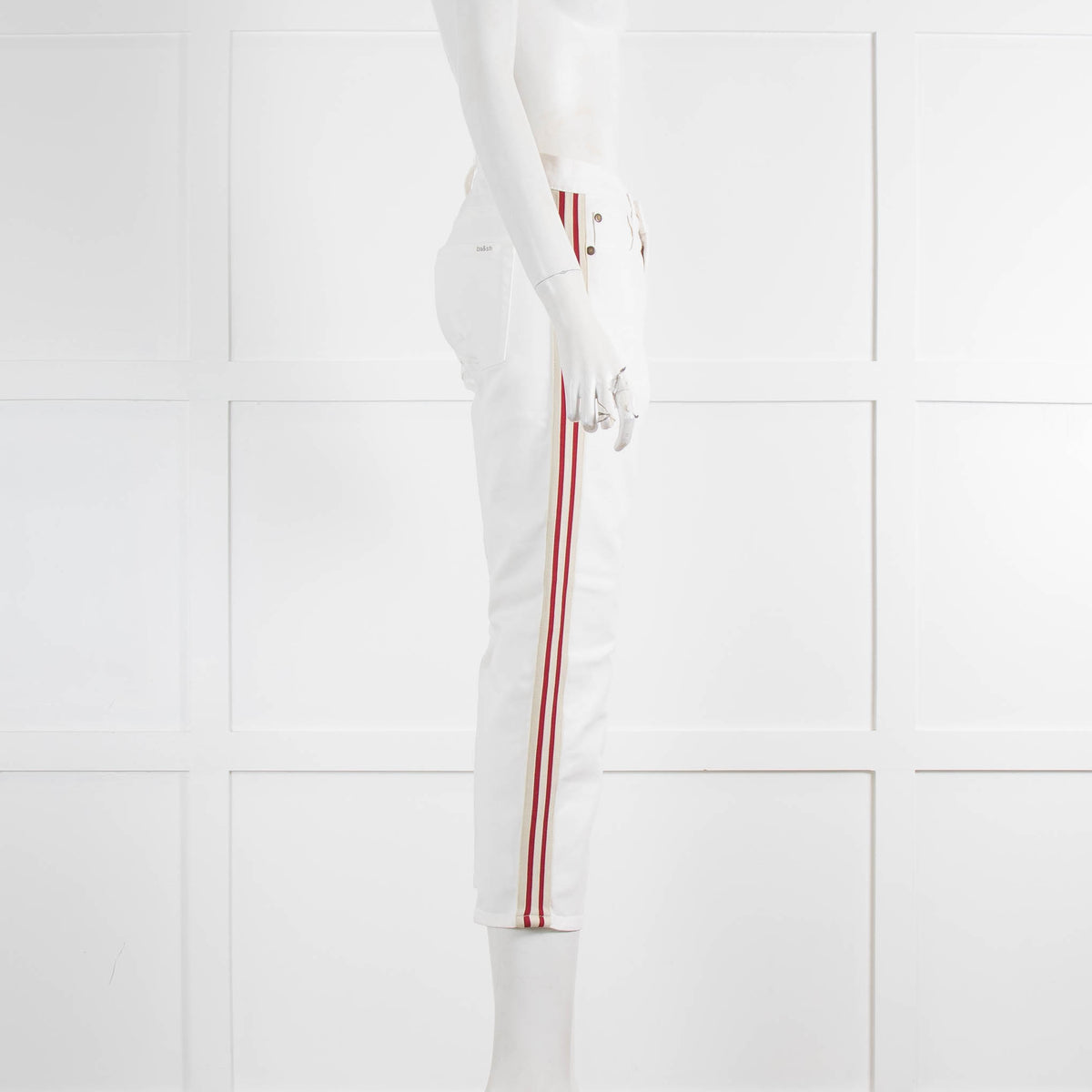 Ba&sh Cream Cropped Jean With Red Side Stripe