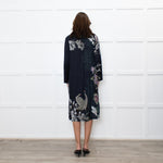 Jeff Navy Floral Long Button Up Dress