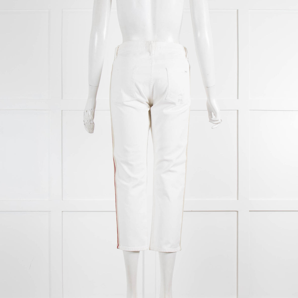 Ba&sh Cream Cropped Jean With Red Side Stripe