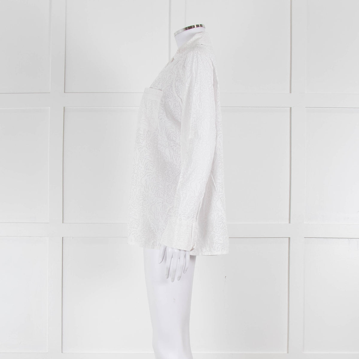 Thierry Colson White On White Print Pyjama Style Shirt