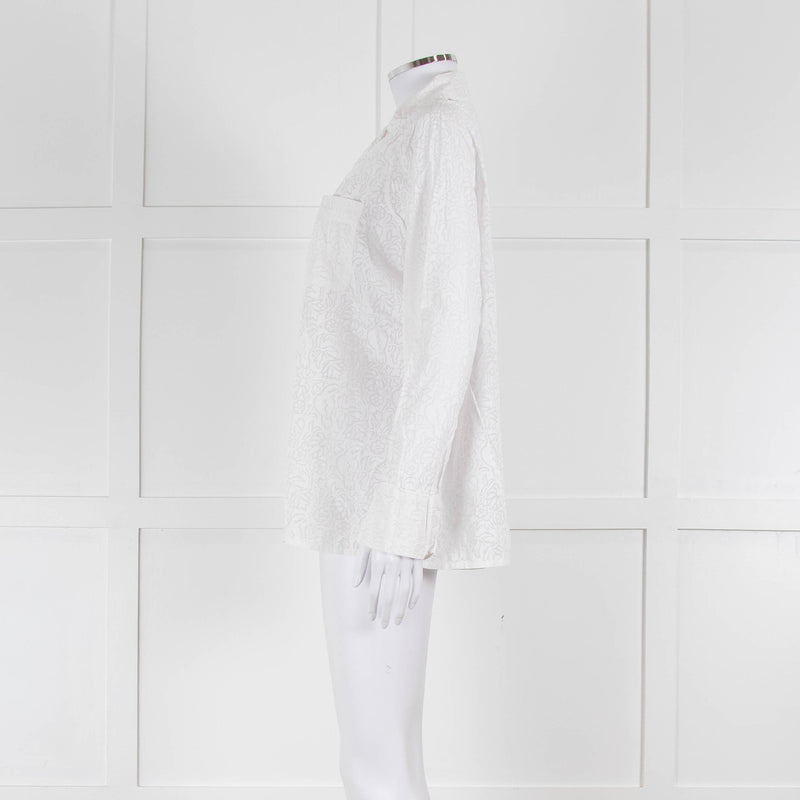 Thierry Colson White On White Print Pyjama Style Shirt