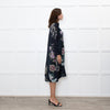Jeff Navy Floral Long Button Up Dress