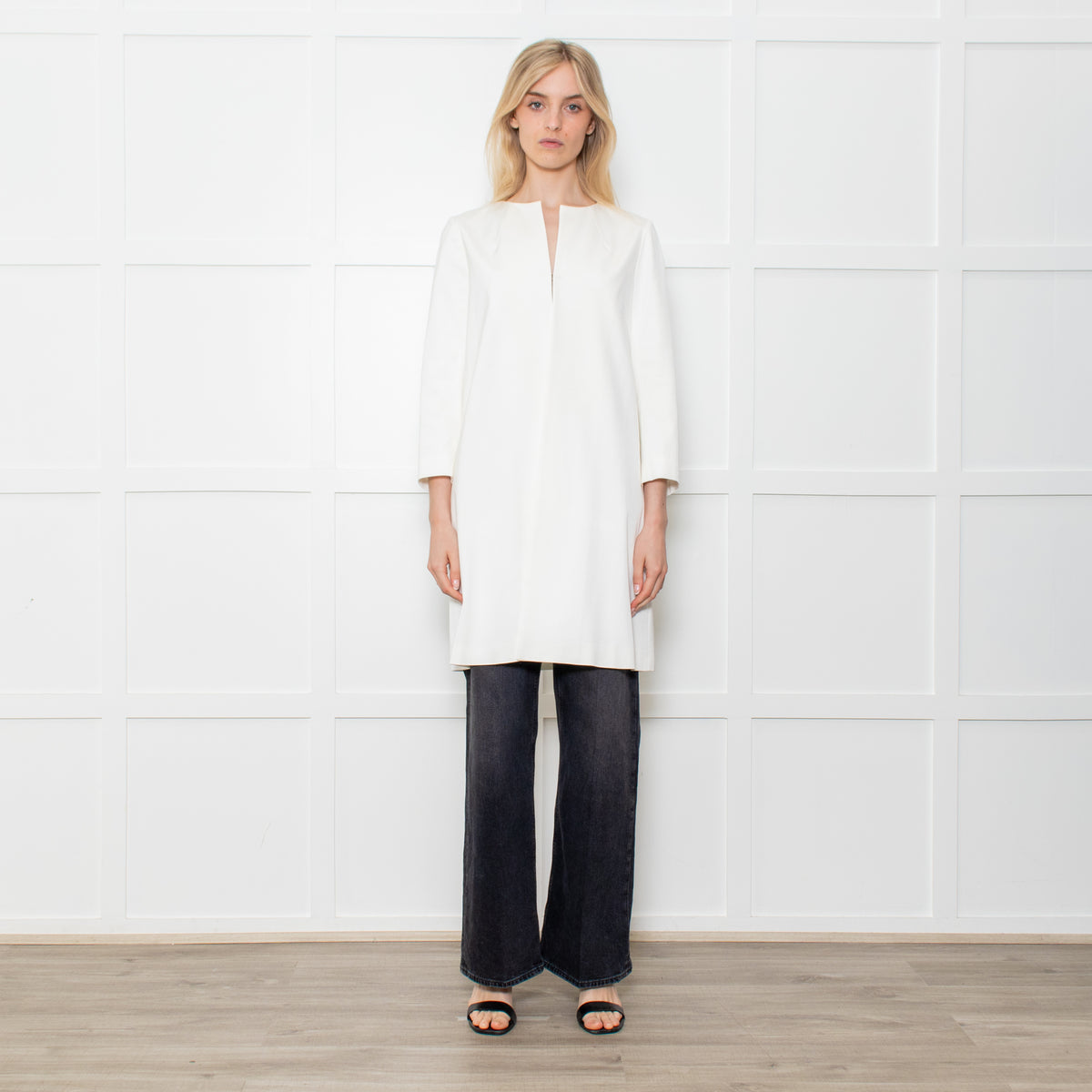 Paule Ka White Grosgrain Coat