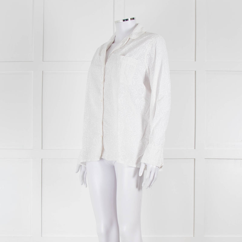 Thierry Colson White On White Print Pyjama Style Shirt