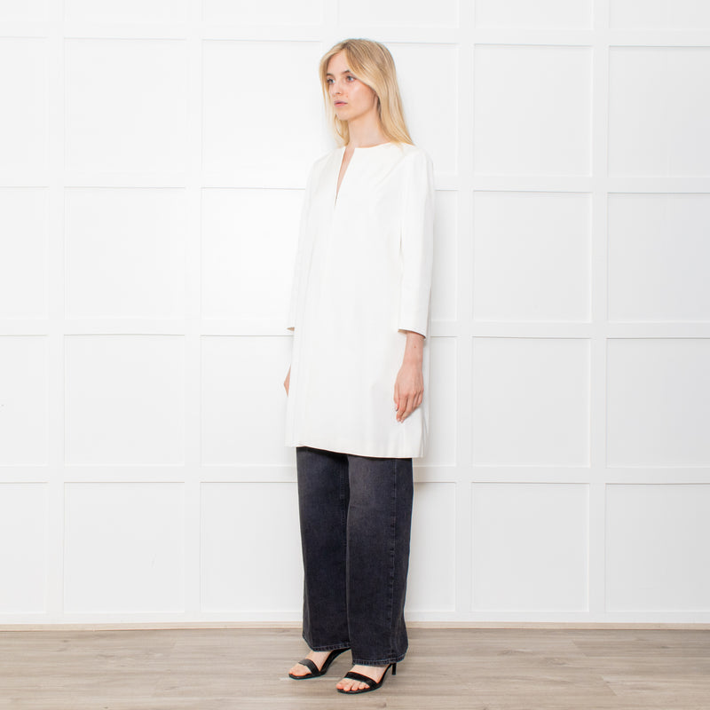 Paule Ka White Grosgrain Coat