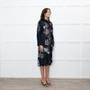 Jeff Navy Floral Long Button Up Dress