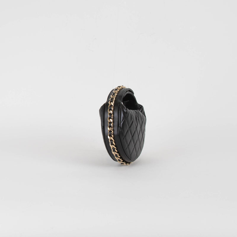 Chanel Black Quilted Mini Hoop Bag