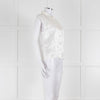 Loretta Caponi Cream Satin Embroidered Sleeveless Blouse