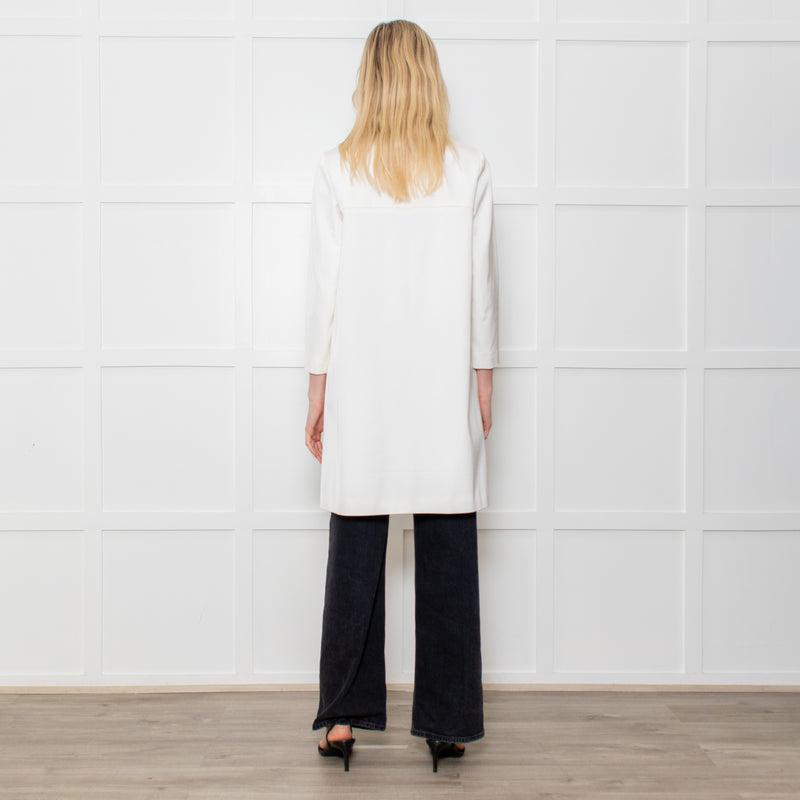 Paule Ka White Grosgrain Coat