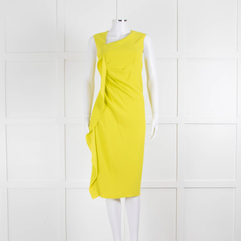 Joseph Lime Green Drape Front Sleeveless Dress
