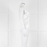 Loretta Caponi Cream Satin Embroidered Sleeveless Blouse