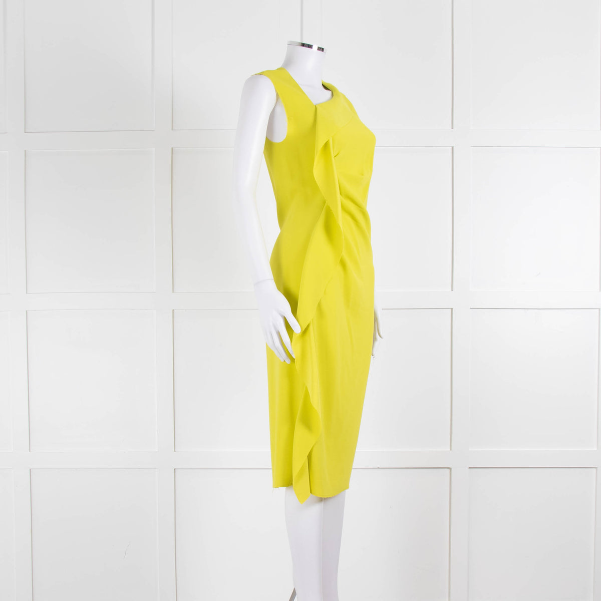Joseph Lime Green Drape Front Sleeveless Dress