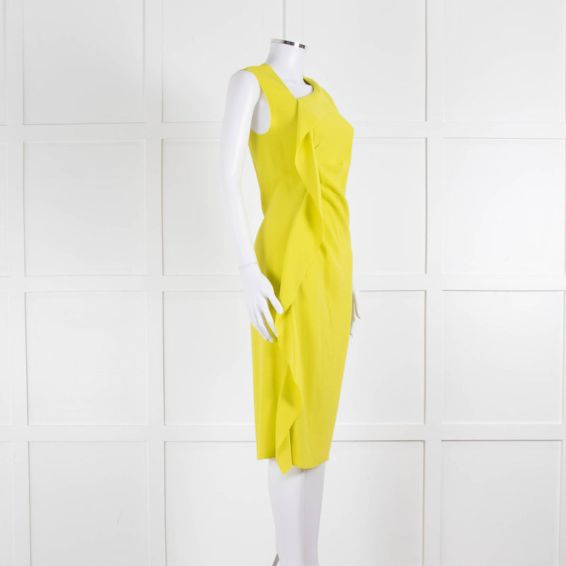 Joseph Lime Green Drape Front Sleeveless Dress