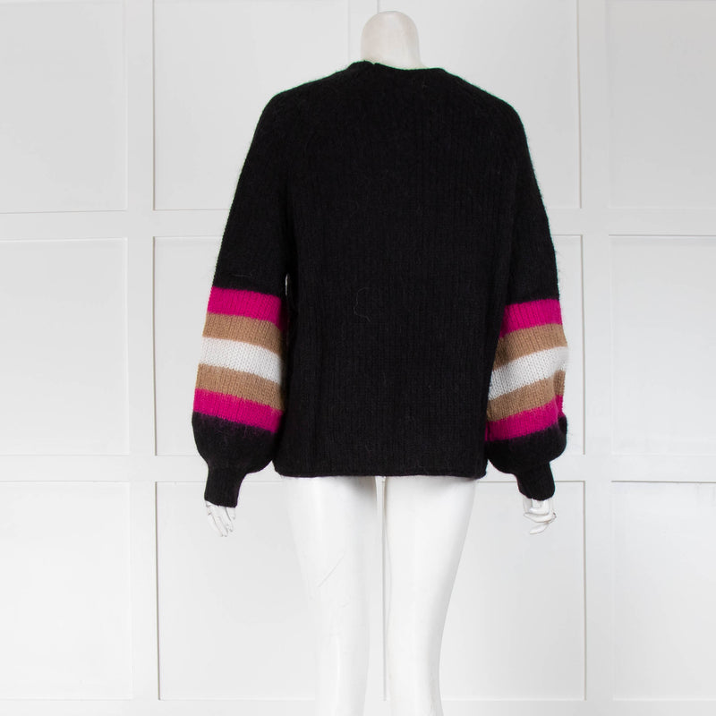 White + Warren Black and Multicoloured Arms Mohair Jumper