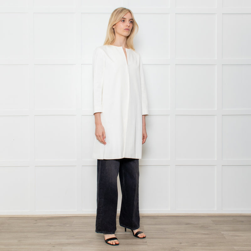 Paule Ka White Grosgrain Coat