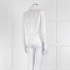 Loretta Caponi Cream Satin Embroidered Sleeveless Blouse