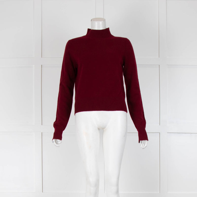 White + Warren Burgundy High Neck Jumper