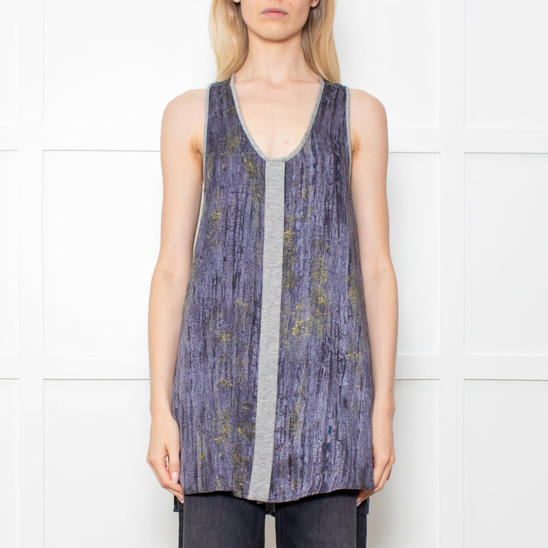 Rag & Bone Grey Bark Print Silk Button Down Tunic Mini Dress