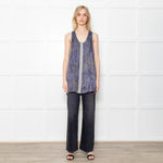 Rag & Bone Grey Bark Print Silk Button Down Tunic Mini Dress