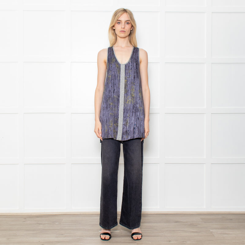 Rag & Bone Grey Bark Print Silk Button Down Tunic Mini Dress