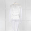 Loretta Caponi Cream Satin Embroidered Sleeveless Blouse