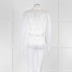 Loretta Caponi Cream Satin Embroidered Sleeveless Blouse